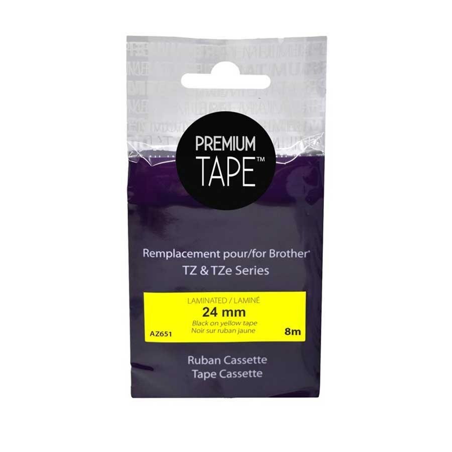 Brother TZ-651 Black/Yellow 24mm Label Tape Cassette