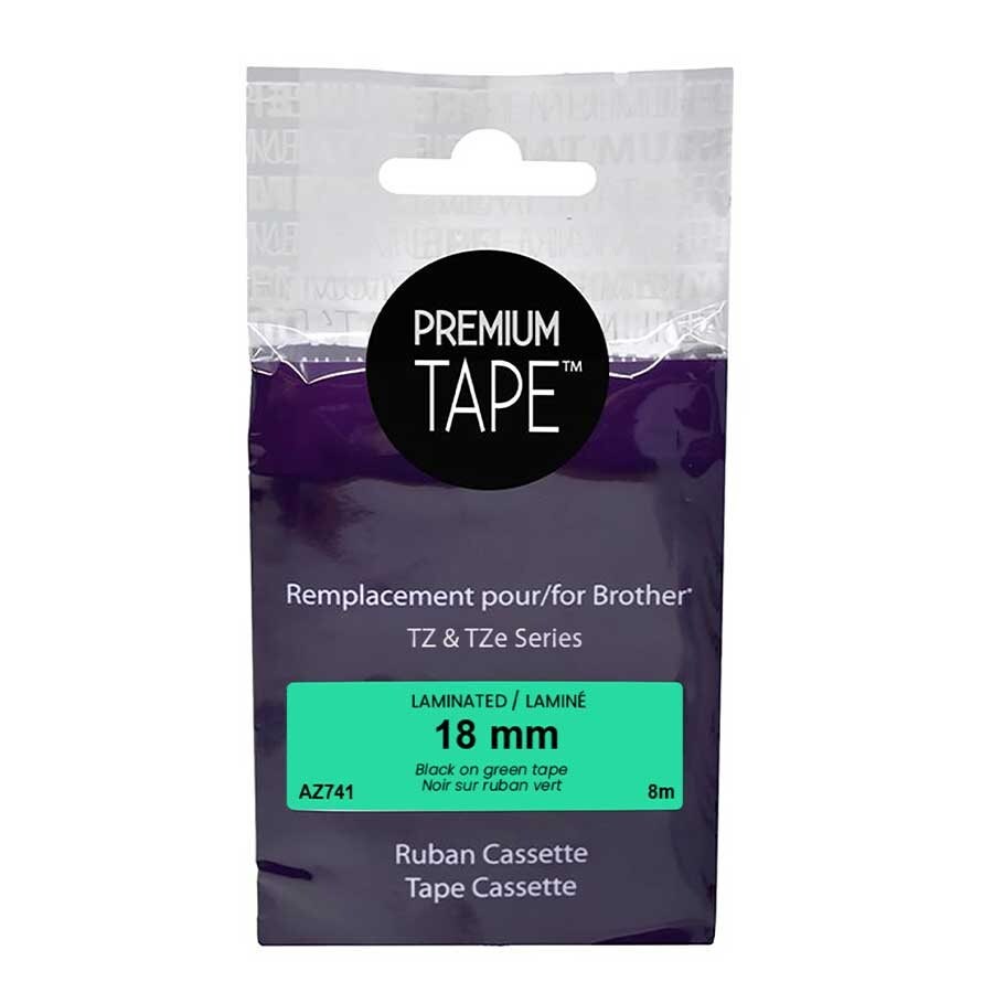 Brother TZe-741 Black/Green 18mm Label Tape Cassette