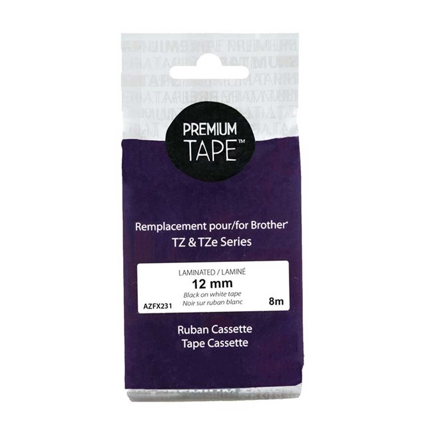 Brother TZe-FX231 Flexible Black/White 12mm Label Tape Cassette