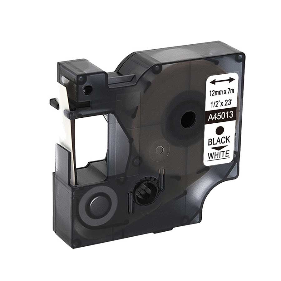 Dymo 45013 Black/White 12mm Label Tape Cassette