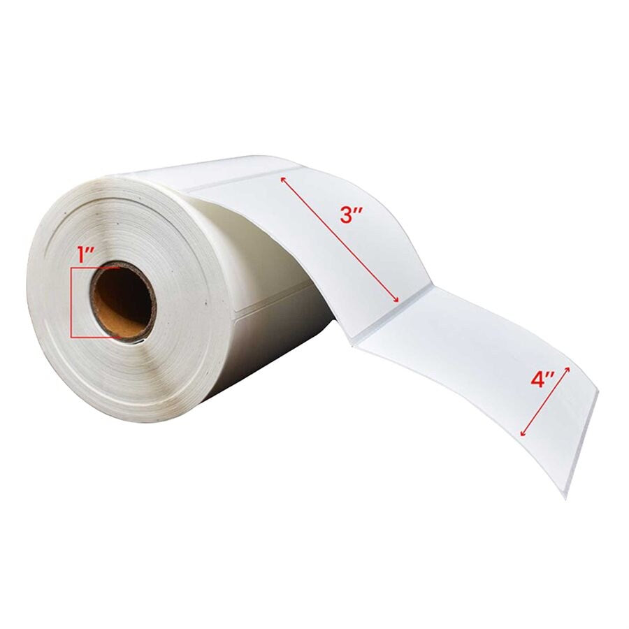 4" x 3" Thermal Transfer Labels 1" Core (500/roll, 12/case)