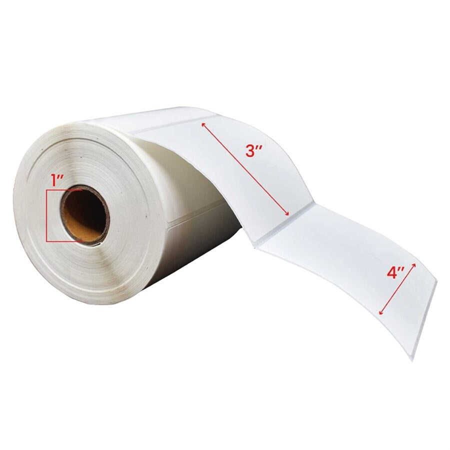 4" x 3" Direct Thermal Labels 1" Core (500/roll, 12/case)