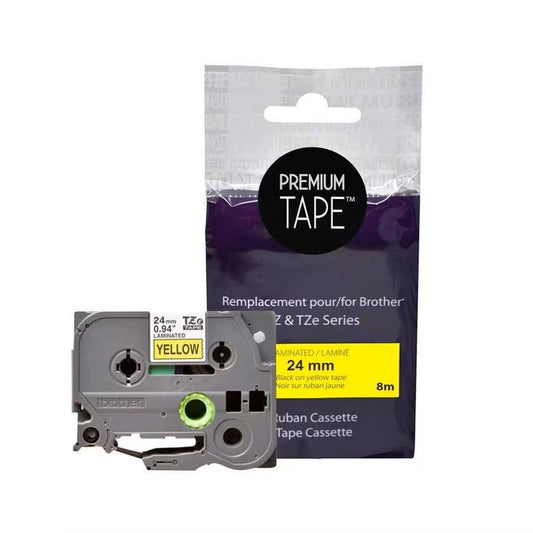 Brother TZ-651 Black/Yellow 24mm Label Tape Cassette