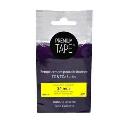 Brother TZ-651 Black/Yellow 24mm Label Tape Cassette