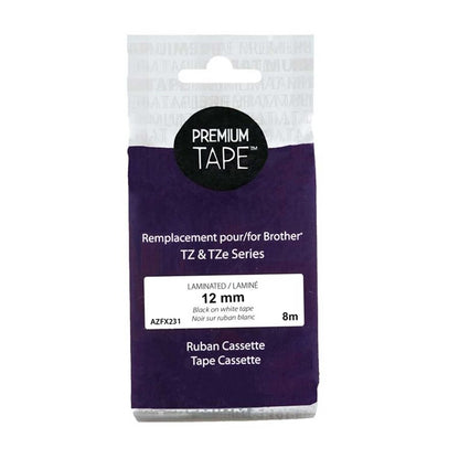 Brother TZe-FX231 Flexible Black/White 12mm Label Tape Cassette