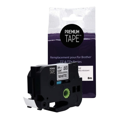 Brother TZE-S251 Extra Strength Adhesive Black/White 24mm Label Tape Cassette