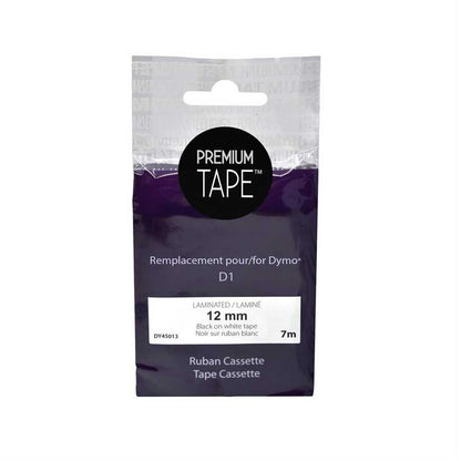 Dymo 45013 Black/White 12mm Label Tape Cassette