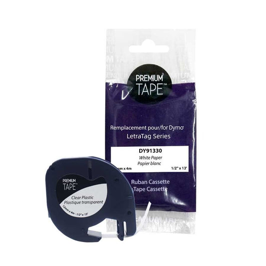 Dymo 91330 Black/White 12mm Paper Label Tape Cassette
