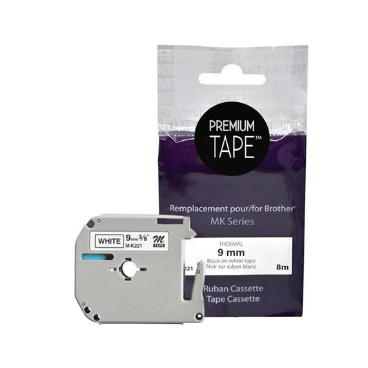 Brother MK-221 Black/White 9mm Label Tape Cassette