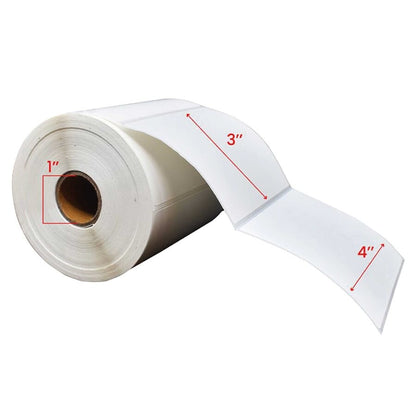 4" x 3" Direct Thermal Labels 1" Core (500/roll, 12/case)